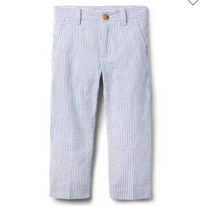 Janie and Jack Striped Seersucker Pant 3T 4T bottom blue white zip button strip